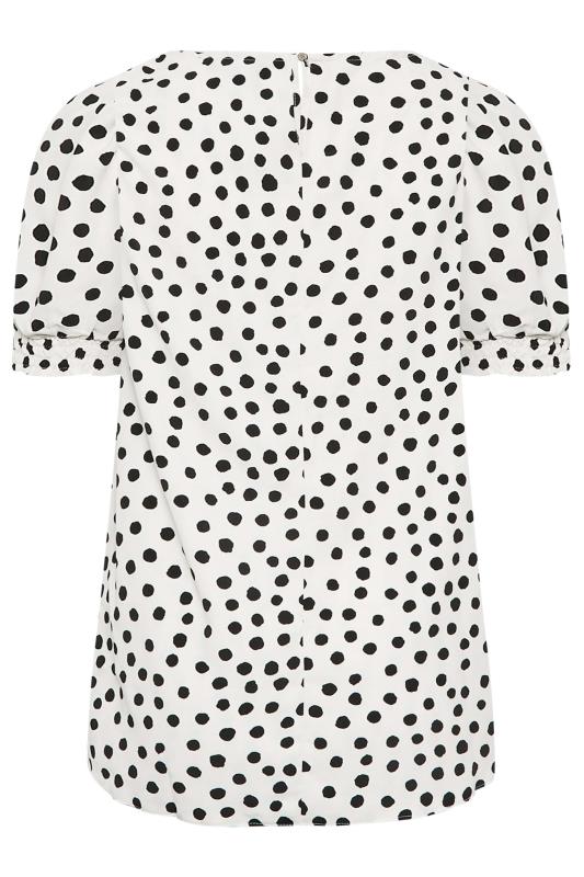 YOURS Curve Plus Size White Polka Dot Print Short Sleeve Blouse | Yours Clothing  7