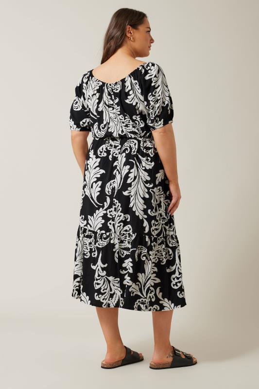 EVANS Plus Size Black Abstract Print Tiered Midi Dress | Evans  3