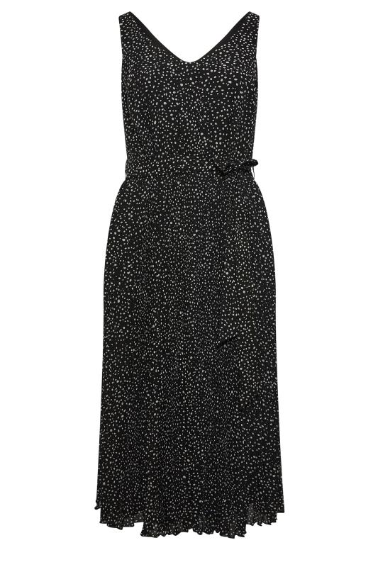 YOURS LONDON Plus Size Black Spot Print Pleated Maxi Dress | Yours Clothing 6