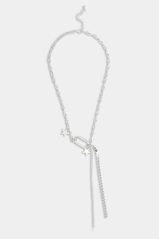Silver Star Tassel Chain Necklace | Yours Clothing  2