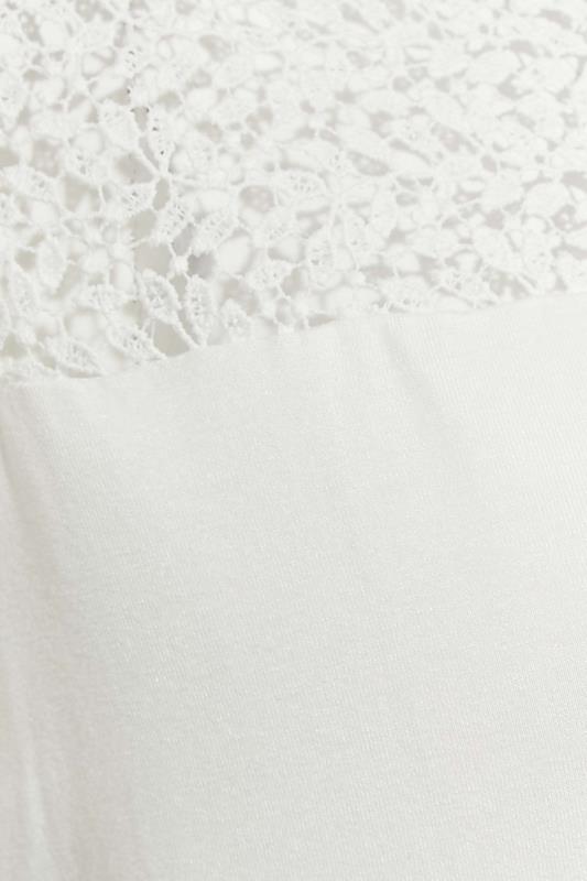 Plus Size White Crochet Neck T-Shirt | Yours Clothing 6