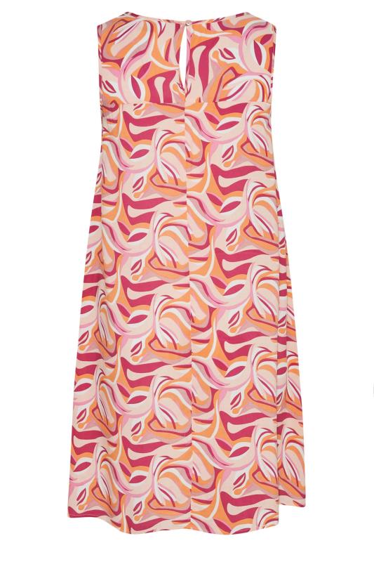 Plus Size Orange Abstract Swirl Swing Pocket Dress | Yours Clothing  7