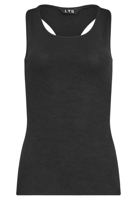 LTS ACTIVE Tall Womens Black Ribbed Racer Back Vest Top | Long Tall Sally 6