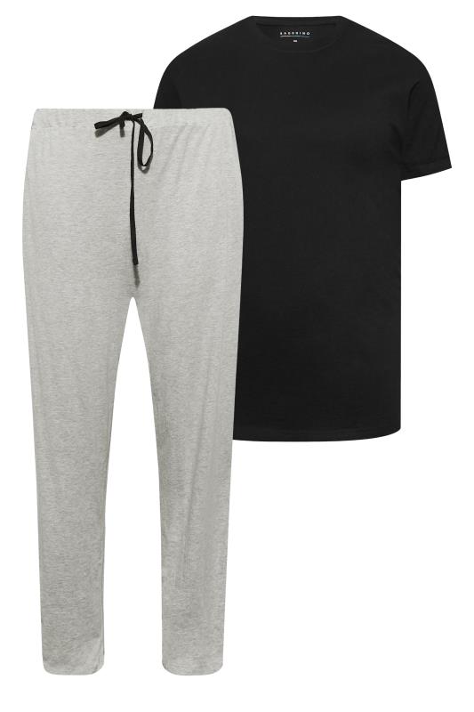 BadRhino Plus Size Big & Tall Black & Grey Pyjama Set | BadRhino 5