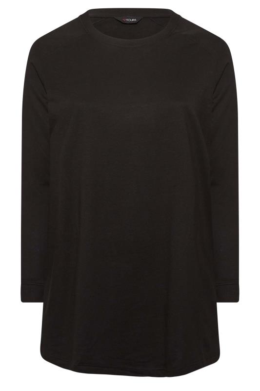 Plus Size Black Cotton Raglan T-Shirt | Yours Clothing 6