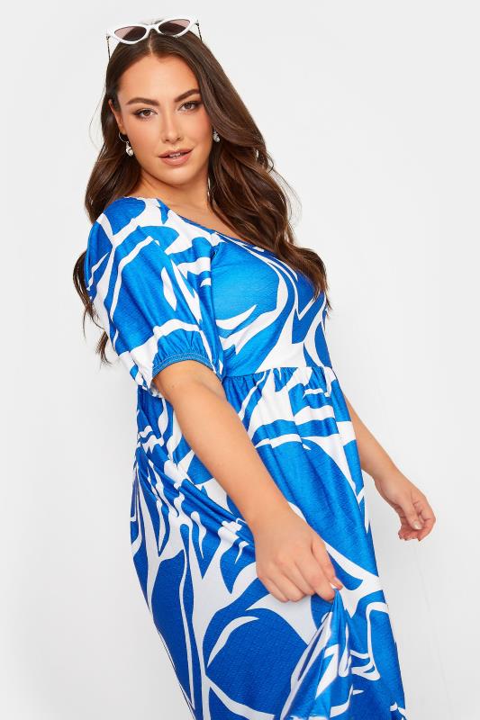 YOURS Plus Size Blue Swirl Print Maxi Dress | Yours Clothing 4