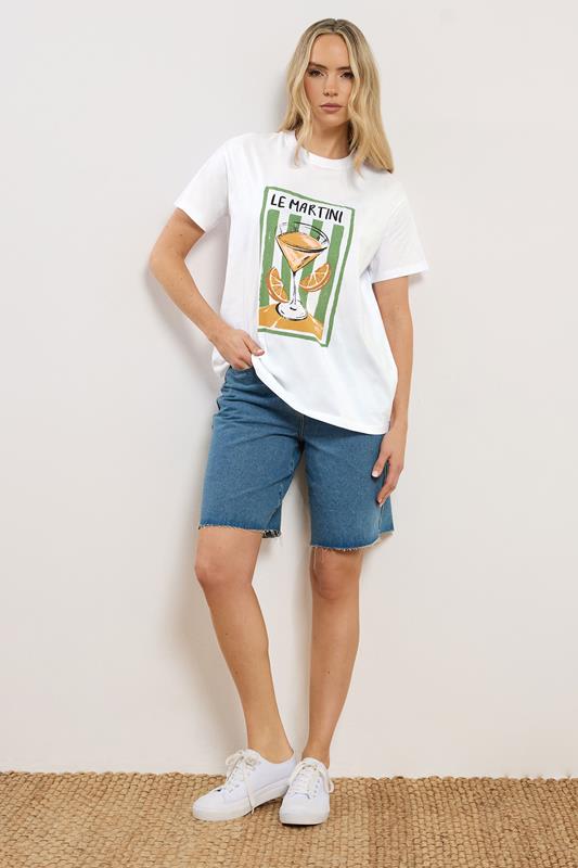 LTS Tall Women's White Martini Graphic Cotton Oversized T-Shirt | Long Tall Sally 4