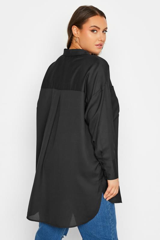 Plus Size Black Oversized Boyfriend Shirt | Yours Clothing 3