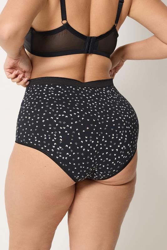 YOURSET 5 PACK Plus Size Black Ditsy Butterfly High Waisted Full Briefs | Yours Clothing 4