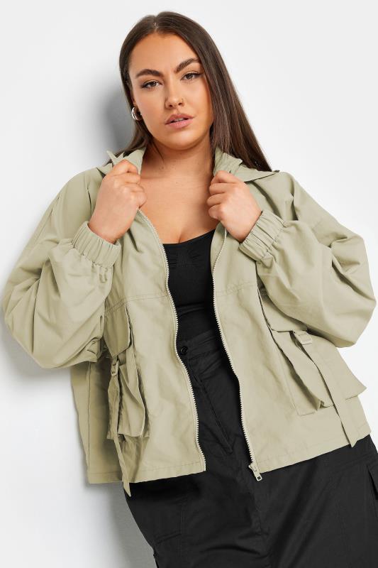 LIMITED COLLECTION Plus Size Stone Brown Hooded Cargo Jacket | Yours Clothing 2