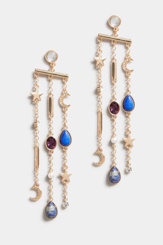 Gold Celestial Tassel Drop Earrings | Yours Clothing 2