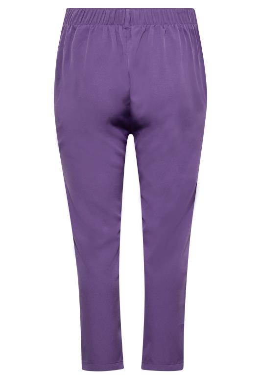 Plus Size Purple High Waisted Tapered Trousers | Yours Clothing 4