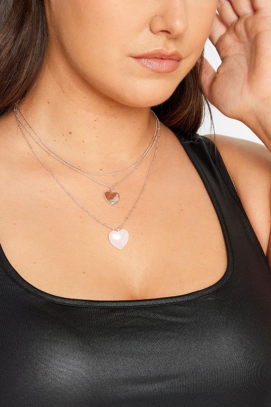 Plus Size  Rose Gold Tone Layered Heart Necklace