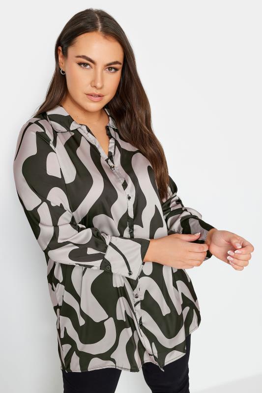 Plus Size  YOURS Curve Black Abstract Print Oversized Shirt