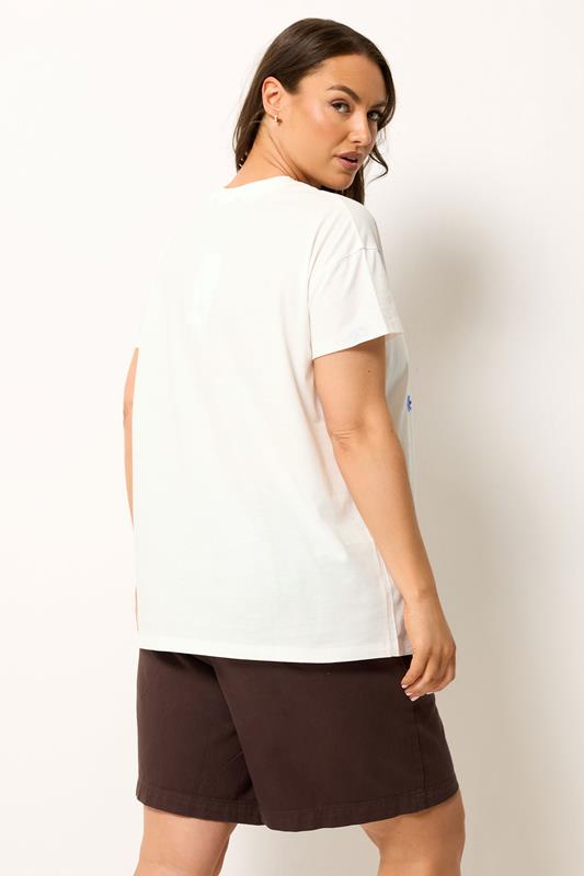 YOURS Plus Size White Embroidered Daisy T-Shirt | Yours Clothing 2