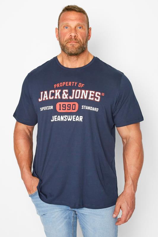 Men's  JACK & JONES Big & Tall Navy Blue Printed Logo T-Shirt