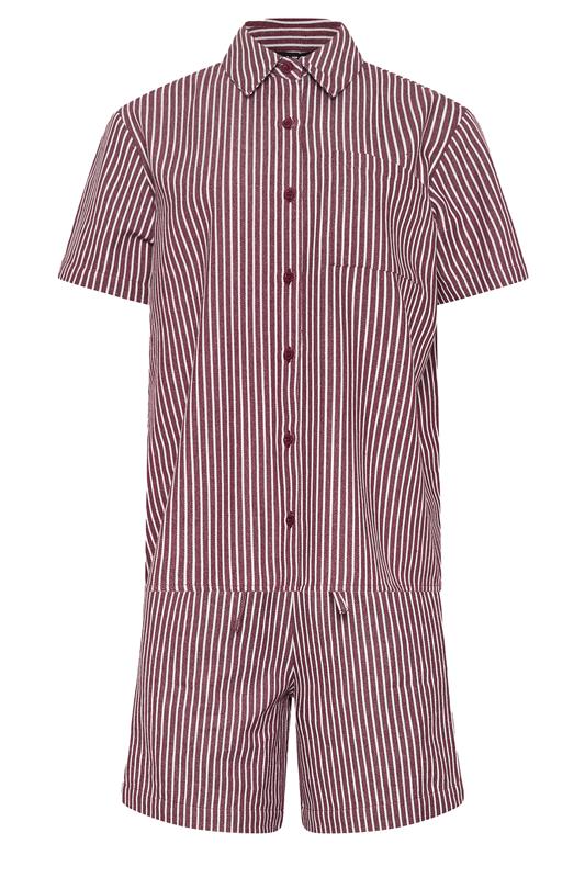 LTS Tall Women's Set Burgundy Red Stripe Cotton Shirt & Shorts | Long Tall Sally 7