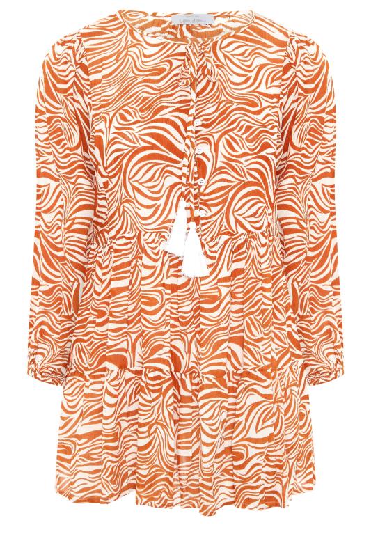 YOURS LONDON Orange Zebra Print Long Sleeve Blouse_F.jpg