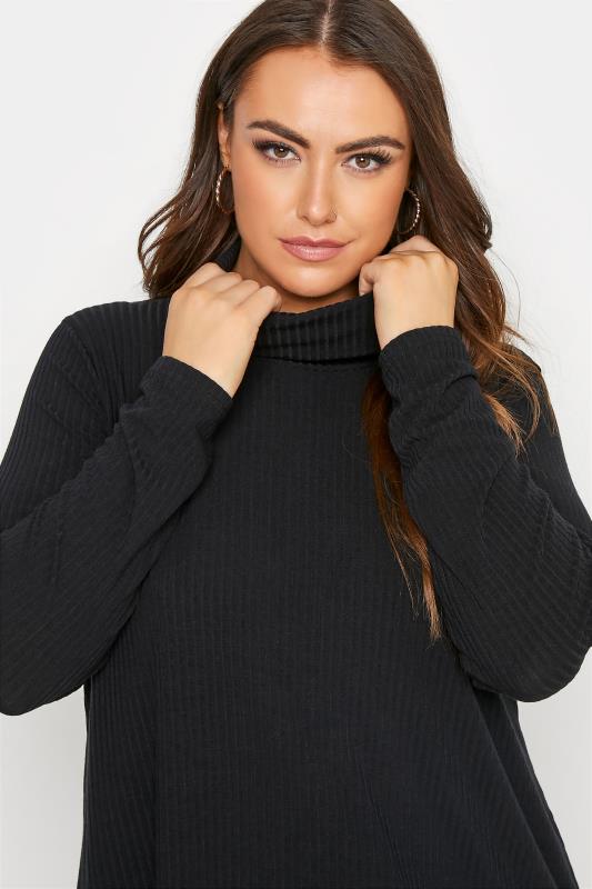 Curve Black Ribbed Roll Neck Top 4