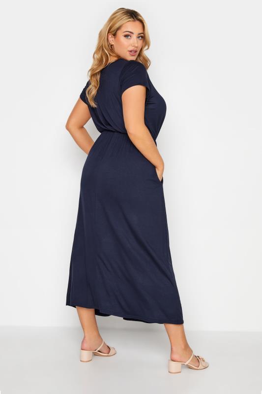 YOURS LONDON Curve Navy Blue Pocket Maxi Dress 3