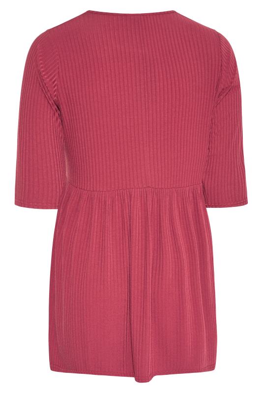 LIMITED COLLECTION Curve Pink Ribbed Smock Top_BK.jpg