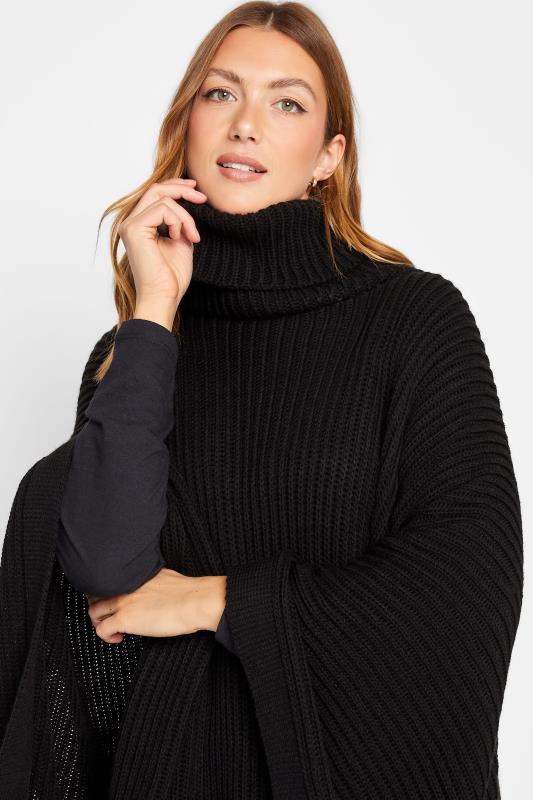 LTS Tall Women's Black Roll Neck Knitted Poncho | Long Tall Sally 4
