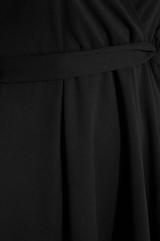 YOURS LONDON Plus Size Black Tie Waist Wrap Midi Dress | Yours Clothing 5