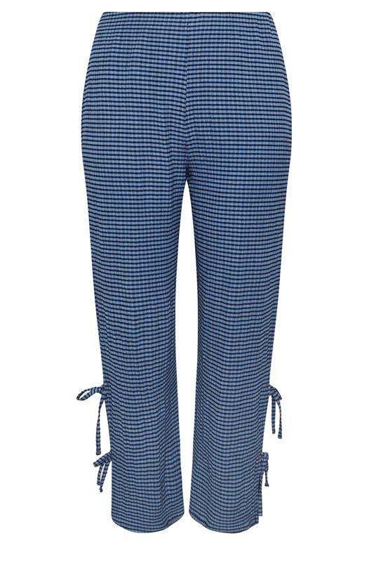 LIMITED COLLECTION Curve Blue Gingham Tie Side Trousers | Yours Clothing 6