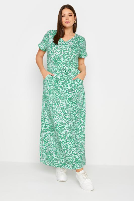 YOURS Plus Size Green Mixed Animal Print Maxi Dress | Yours Clothing 2