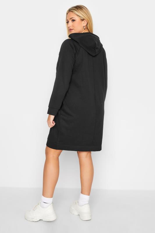 YOURS Plus Size Black Heart Sequin Embellished Hoodie Dress | Yours Clothing 3