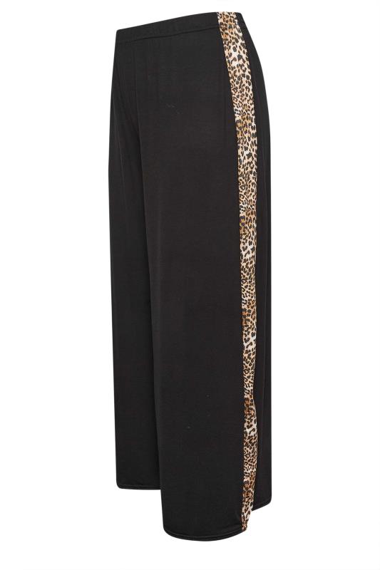 LIMITED COLLECTION Plus Size Black Leopard Print Stripe Wide Leg Trousers | Yours Clothing 6