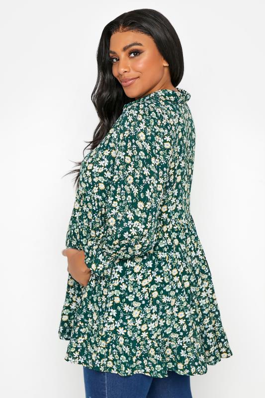 BUMP IT UP MATERNITY Curve Green Floral Print Smock Blouse_C.jpg