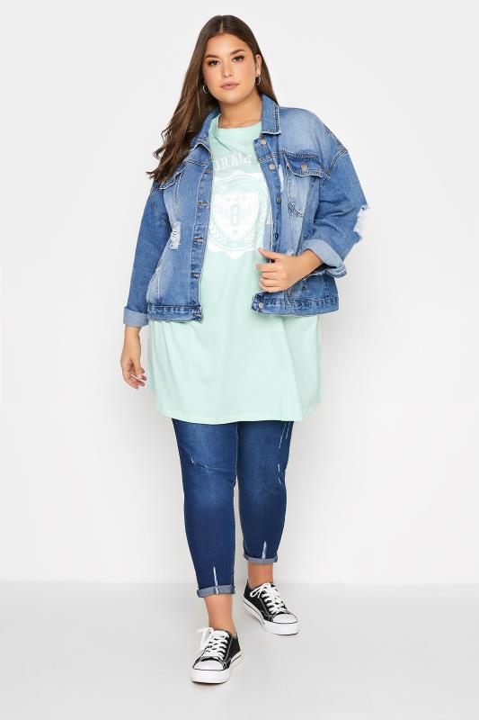 Plus Size Mint Green 'California State' Slogan Oversized T-Shirt | Yours Clothing  2