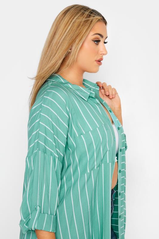 Plus Size Sage Green Stripe Oversized Shirt | Yours Clothing  4