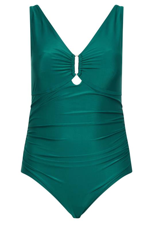 YOURS Plus Size Green Buckle Tummy Control Swimsuit | Yours Clothing 6
