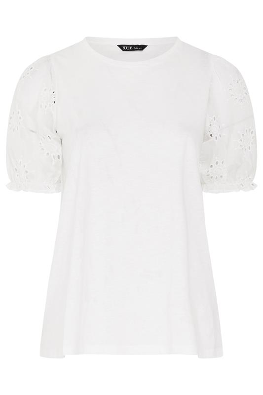 YOURS Plus Size White Broiderie Anglaise T-Shirt | Yours Clothing 6