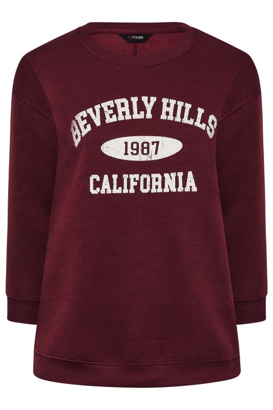 Plus Size Burgundy Red 'California' Slogan Sweatshirt | Yours Clothing 6