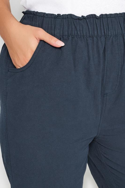 YOURS Plus Size Navy Blue Cool Cotton Cropped Trousers | Yours Clothing 4
