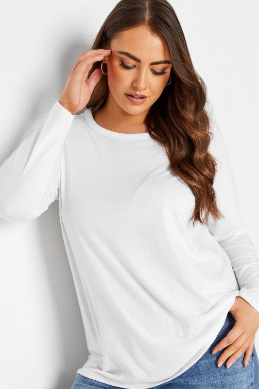 Plus Size White Long Sleeve T-Shirt - Petite | Yours Clothing 4