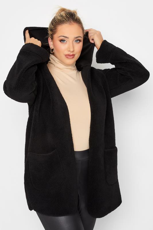 YOURS LUXURY Plus Size Black Teddy Hooded Jacket | Yours Clothing 5