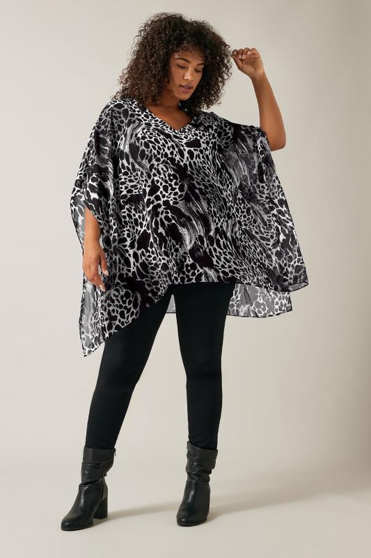 Evans Black Animal Print Overlay Blouse 2