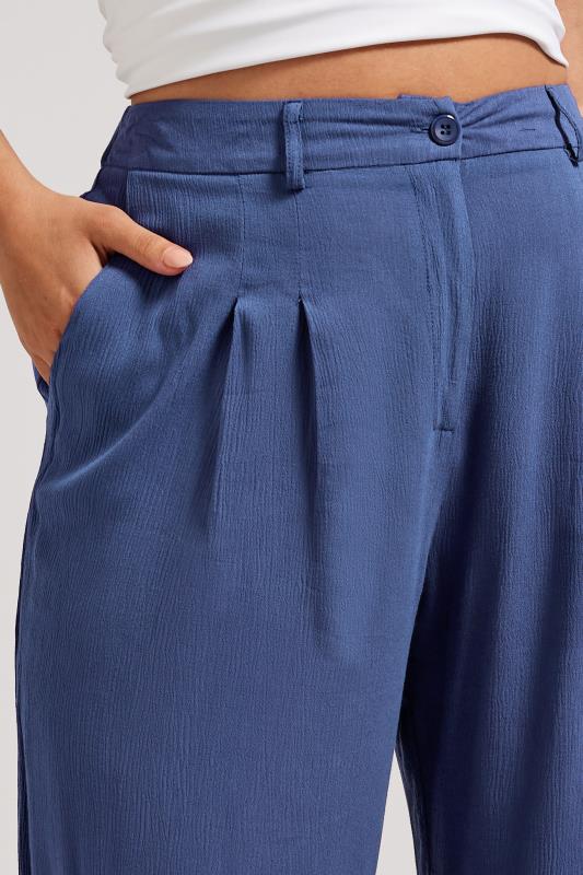 YOURS LONDON Plus Size Blue Pleat Front Wide Leg Trousers | Yours Clothing 4
