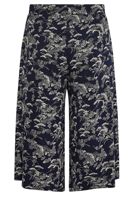 YOURS Curve Dark Blue Floral Print Culottes | Yours Clothing 5
