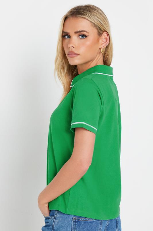 PixieGirl Petite Women's Green Contrast Trim Cotton Polo Shirt | PixieGirl 2