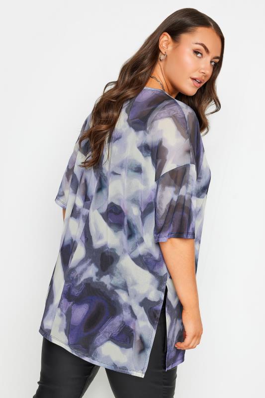 LIMITED COLLECTION Plus Size Black Abstract Print Oversized Mesh Top | Yours Clothing 3