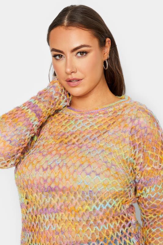 YOURS Plus Size Curve Yellow Space Dye Knit Top | Yours Clothing  4