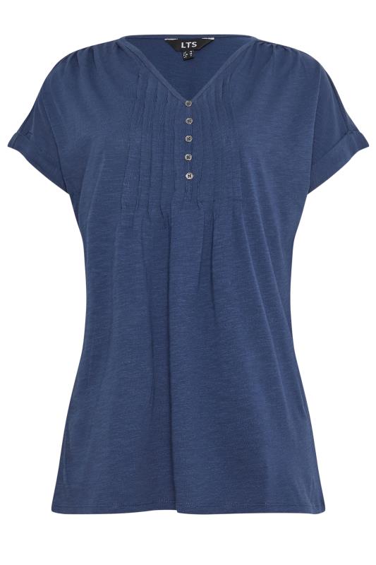 Tall  LTS Tall Navy Blue Cotton Henley T-Shirt