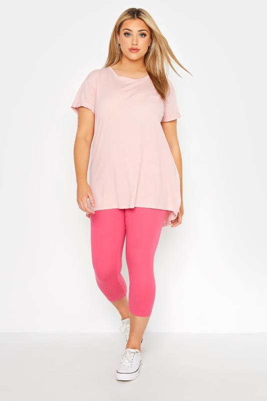 YOURS FOR GOOD Plus Size Bright Pink Cropped Leggings | Yours Clothing 2