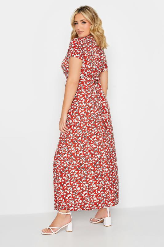 YOURS Curve Plus Size Red Ditsy Print Maxi Dress | Yours Clothing  3