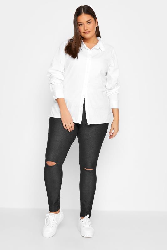 LTS Black Ripped Knee Jersey Jeggings | Long Tall Sally 2